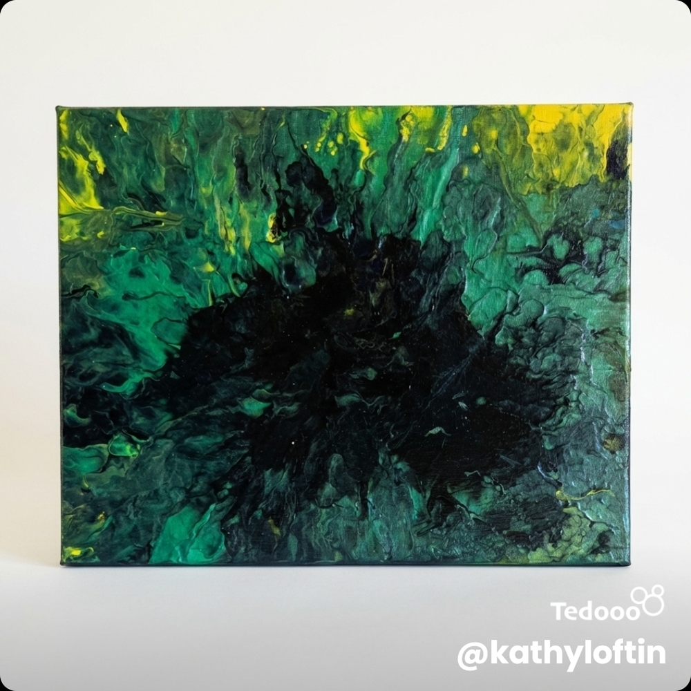 Original Emerald & Black Fluid Wall Art Canvas-Digital Prints Available